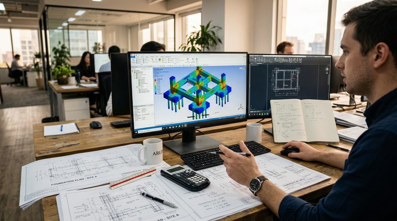 Проектировщик за компьютером: расчёт фундаментов в специализированном ПО