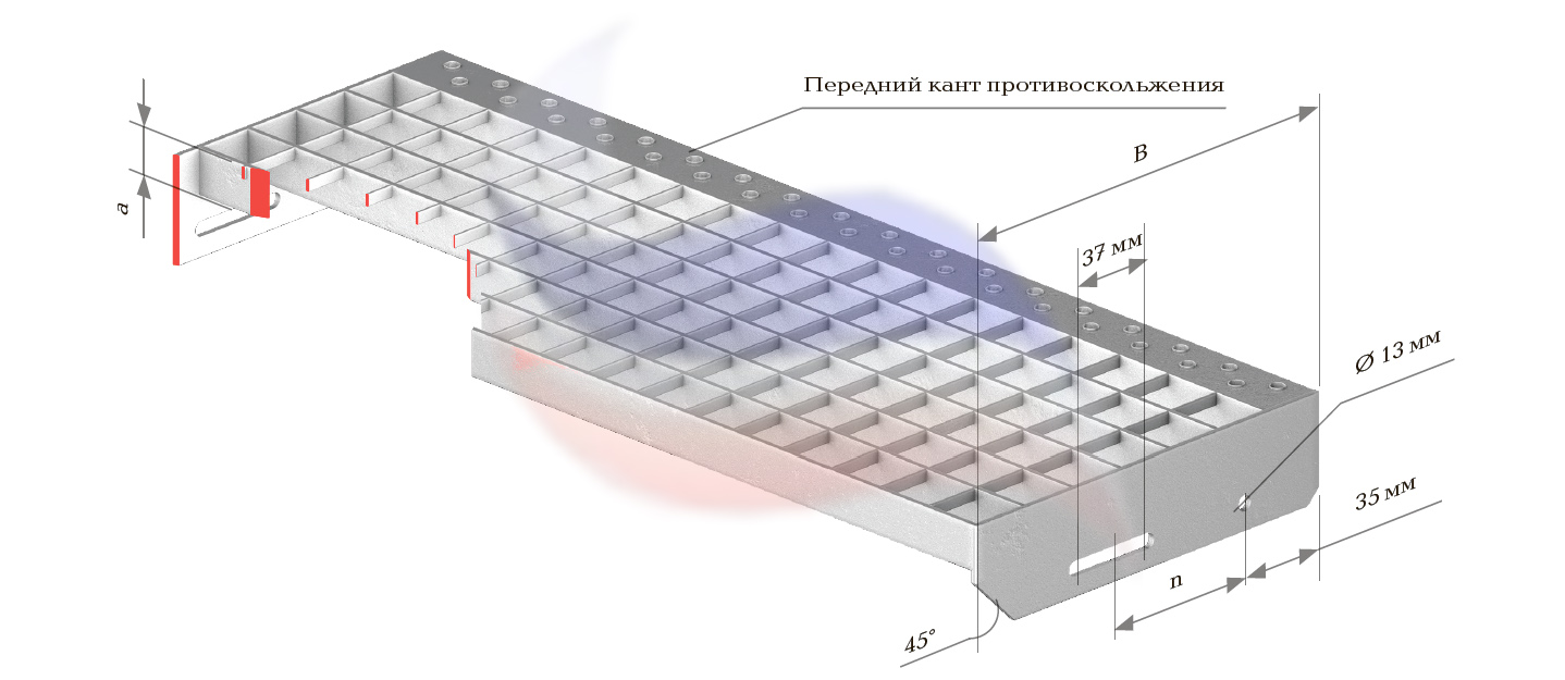 Металлическая ступень из сварного настила