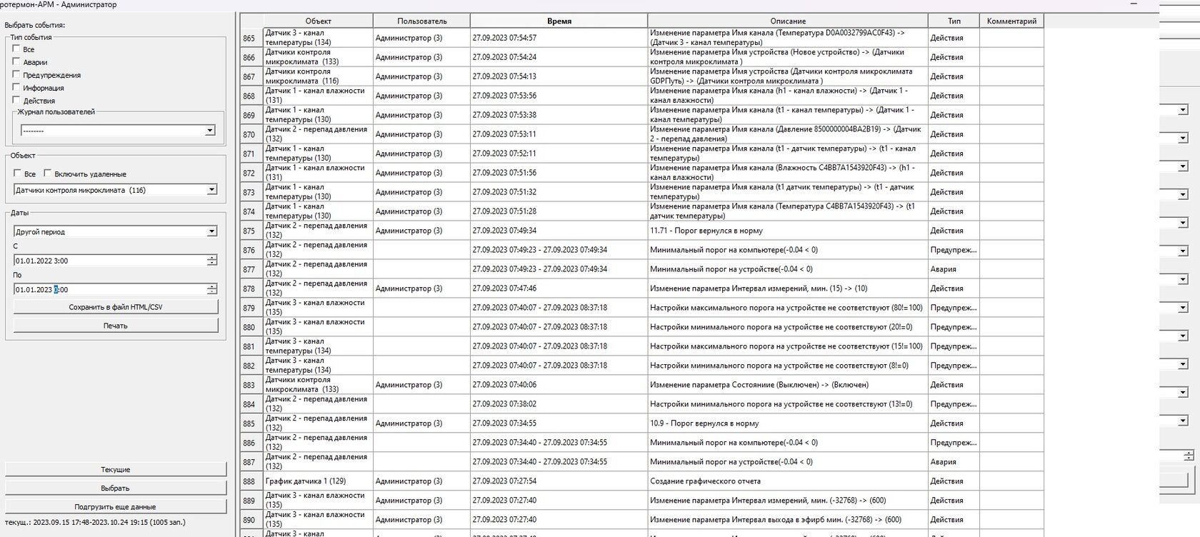 Программное обеспечение "Гигротермон-АРМ"