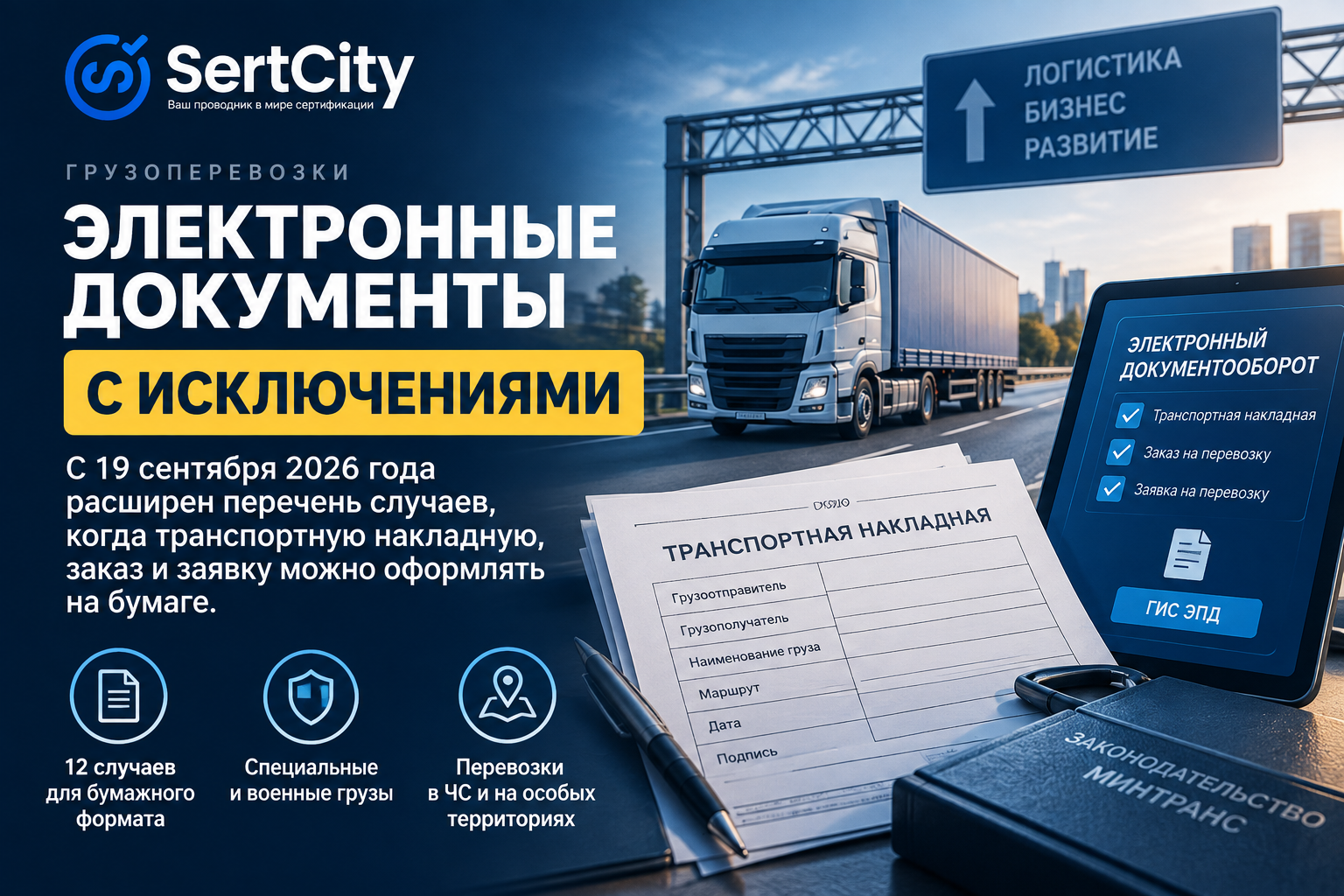 Электронные перевозочные документы 2026 — исключения, когда транспортную накладную можно оформить на бумаге