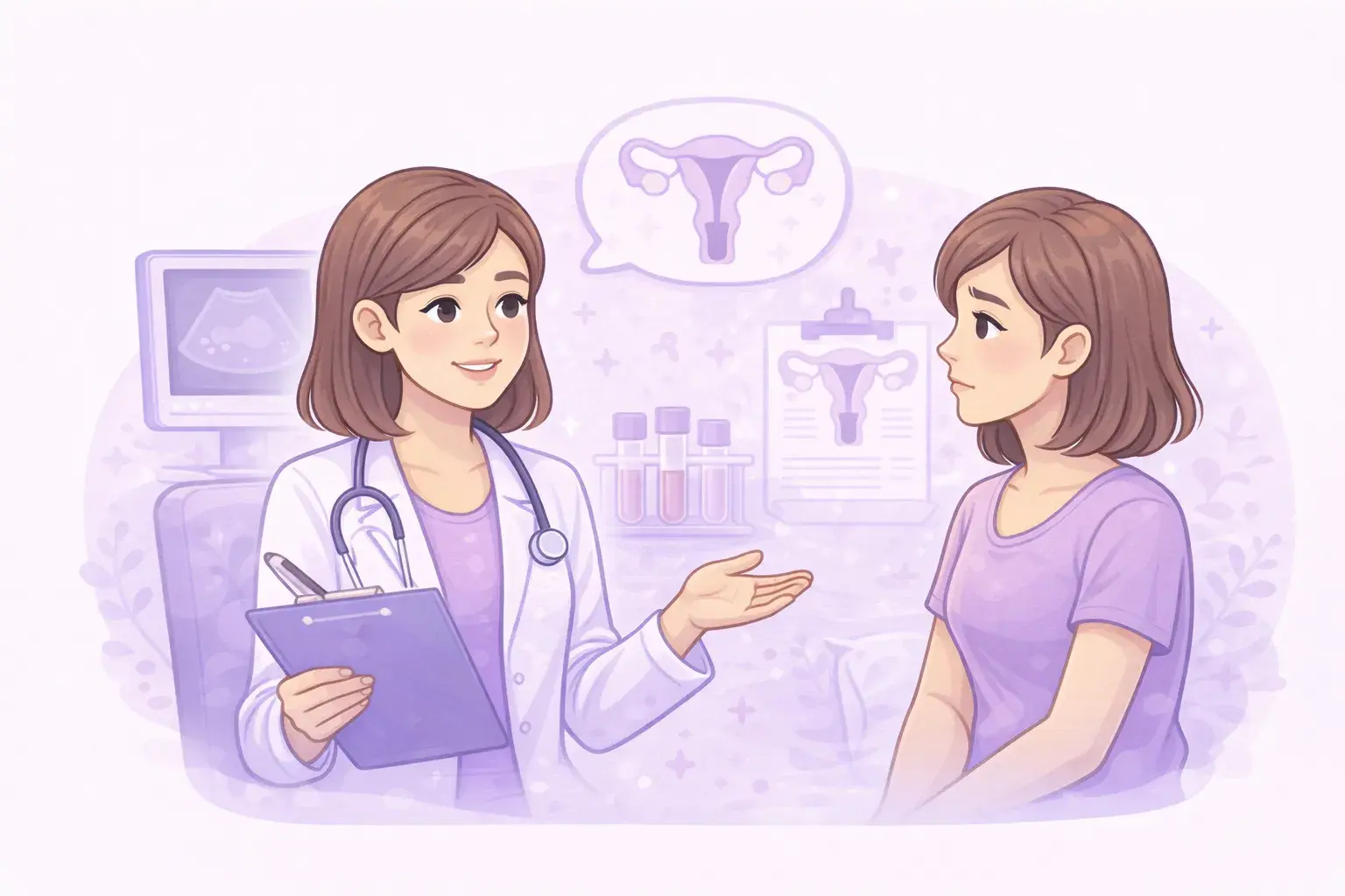 Врач-гинеколог консультирует пациентку