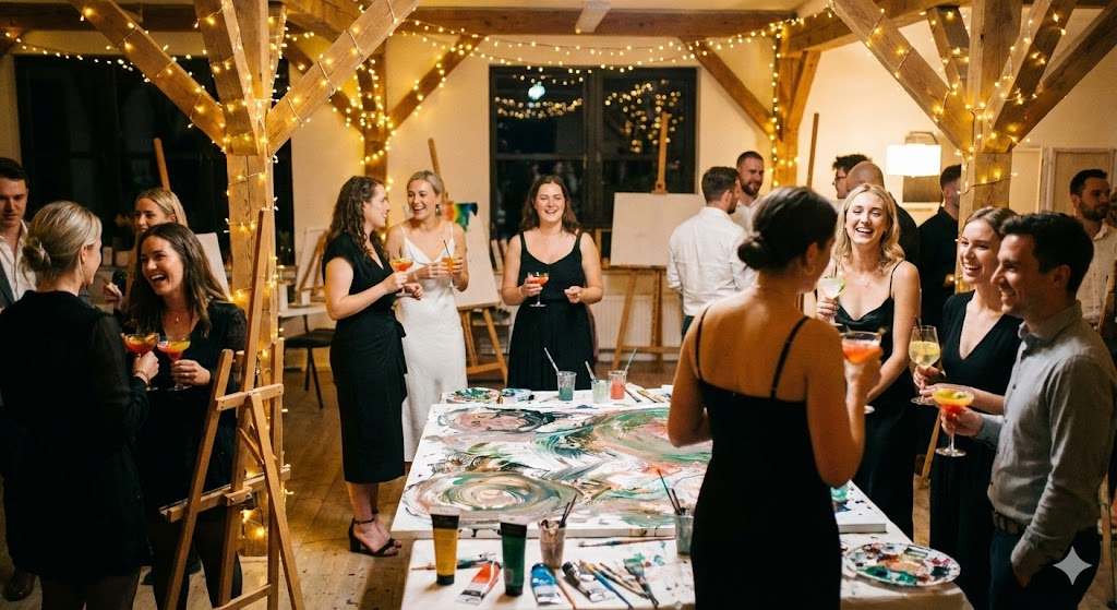 Арт-вечеринка в студии с рисованием и коктейлями