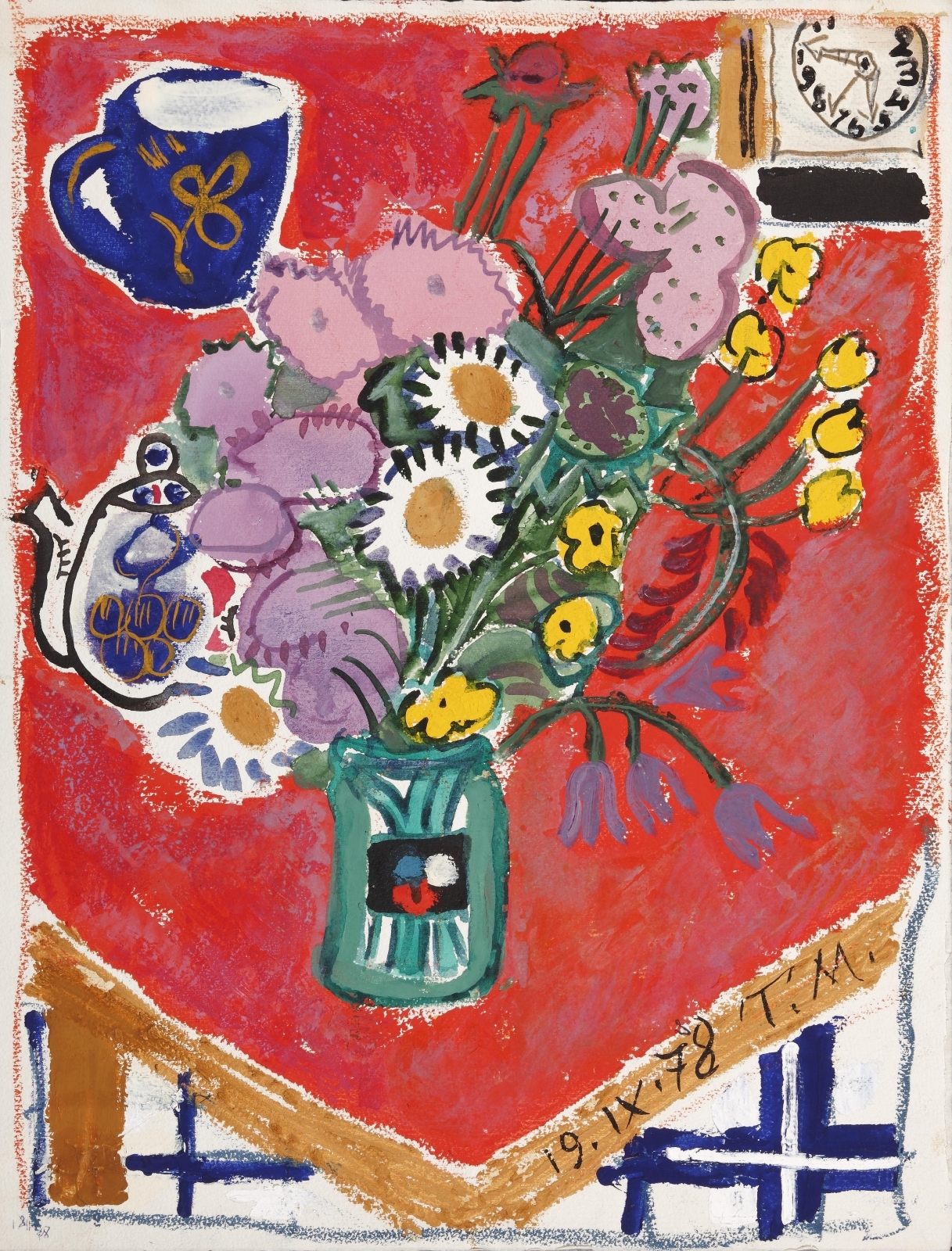 Полевые цветы и синяя чашка. 1978