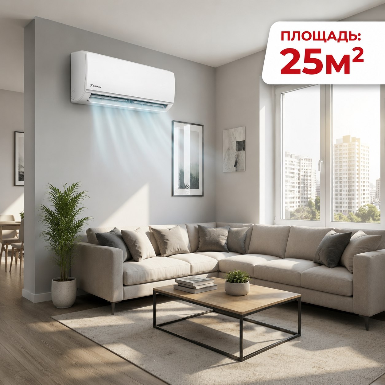 Комната 25 м² с кондиционером