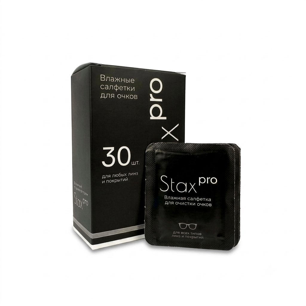 Влажные салфетки для очков Stax Pro, 30 штук