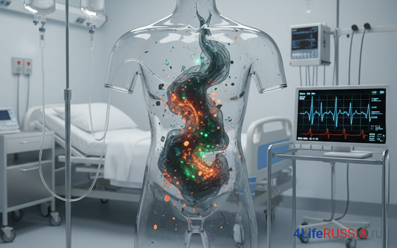 Интоксикация организма: визуализация воспаления в области желудка