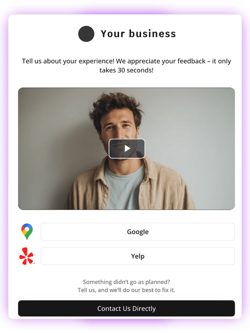 Example of the Norly guest landing page where a restaurant keeps all review links in one place