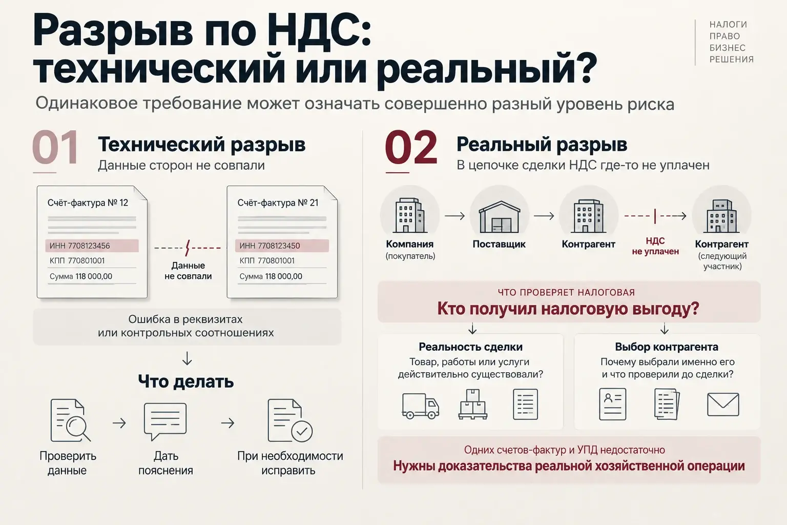 Схема «Разрыв по НДС: технический или реальный?» — чем они отличаются и что делать