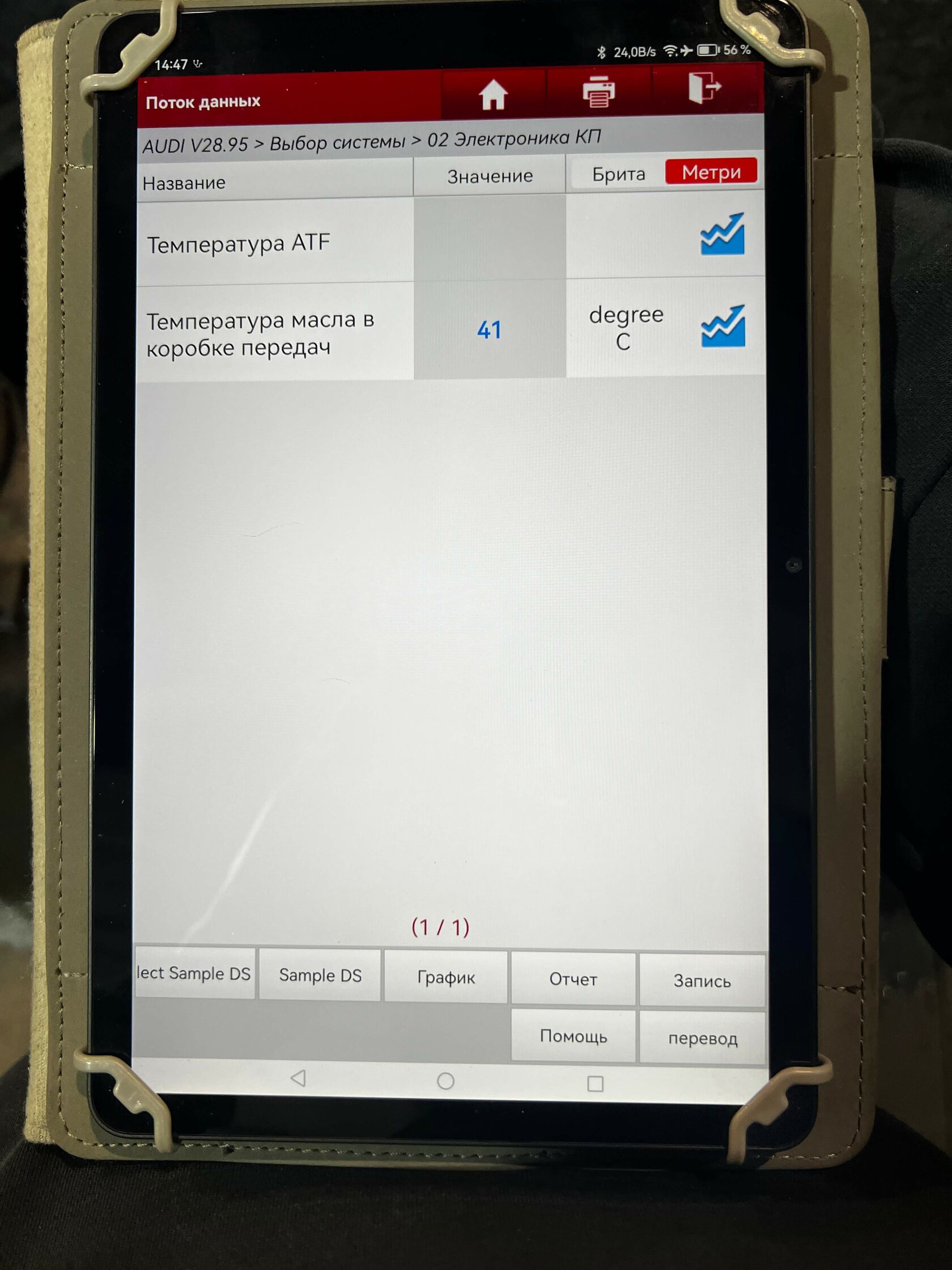 Диагностика температуры АКПП Audi