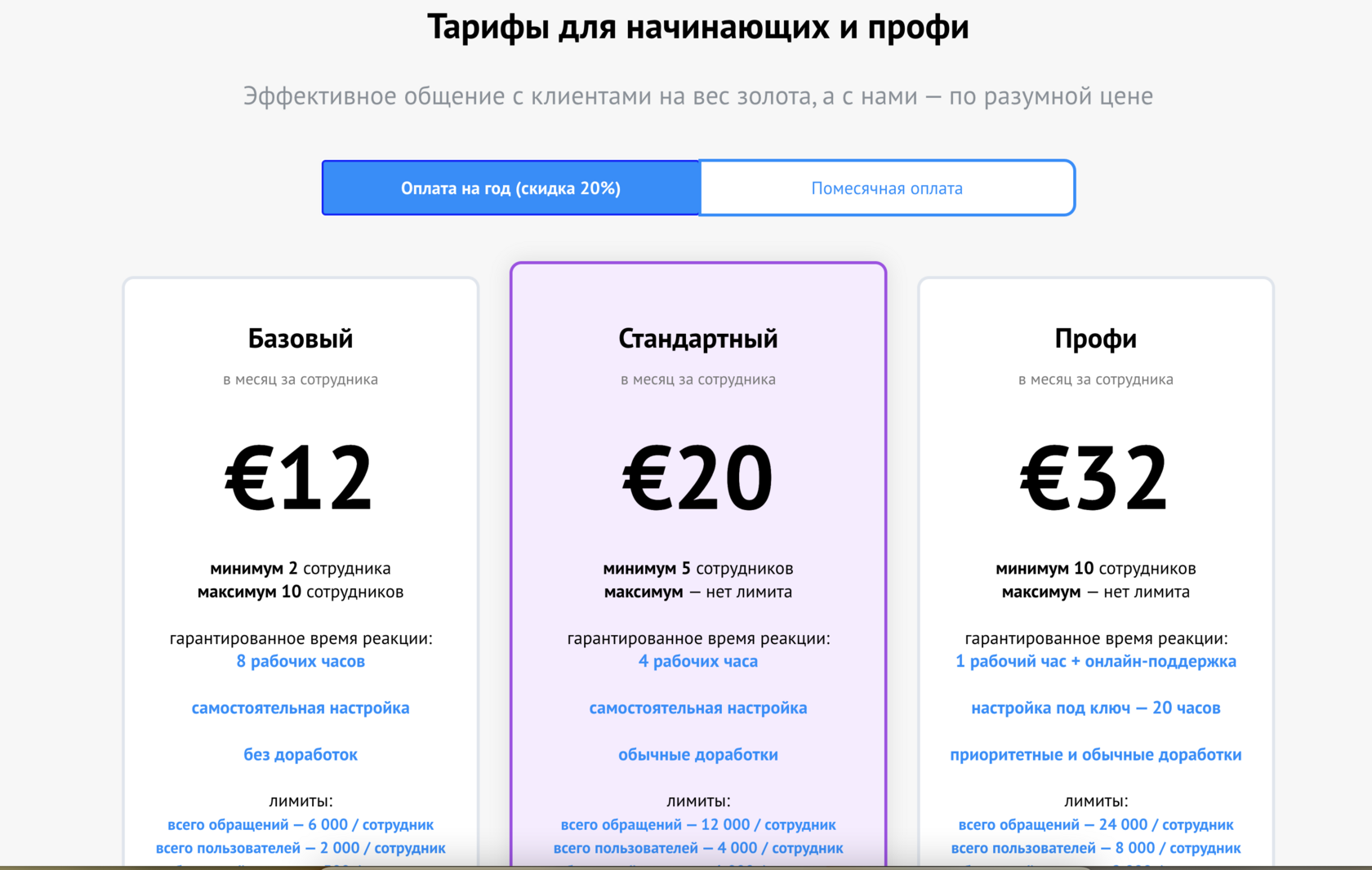 Тарифы Омнидеск