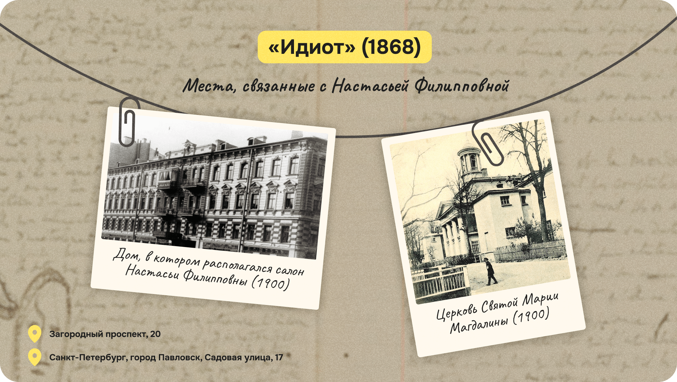 Места, связанные с Настасьей Филипповной