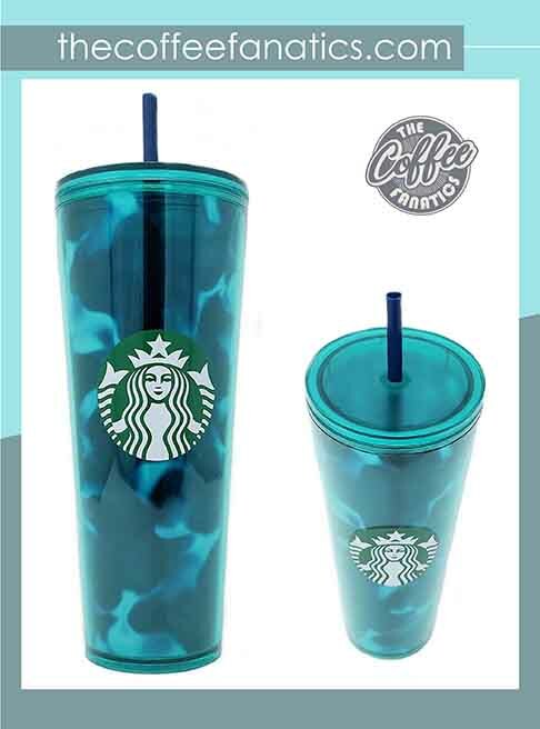 Starbucks Reusable Venti 24 fl oz Frosted Ice Cold Drink Cup Bundle Set of 2 with Sleeves