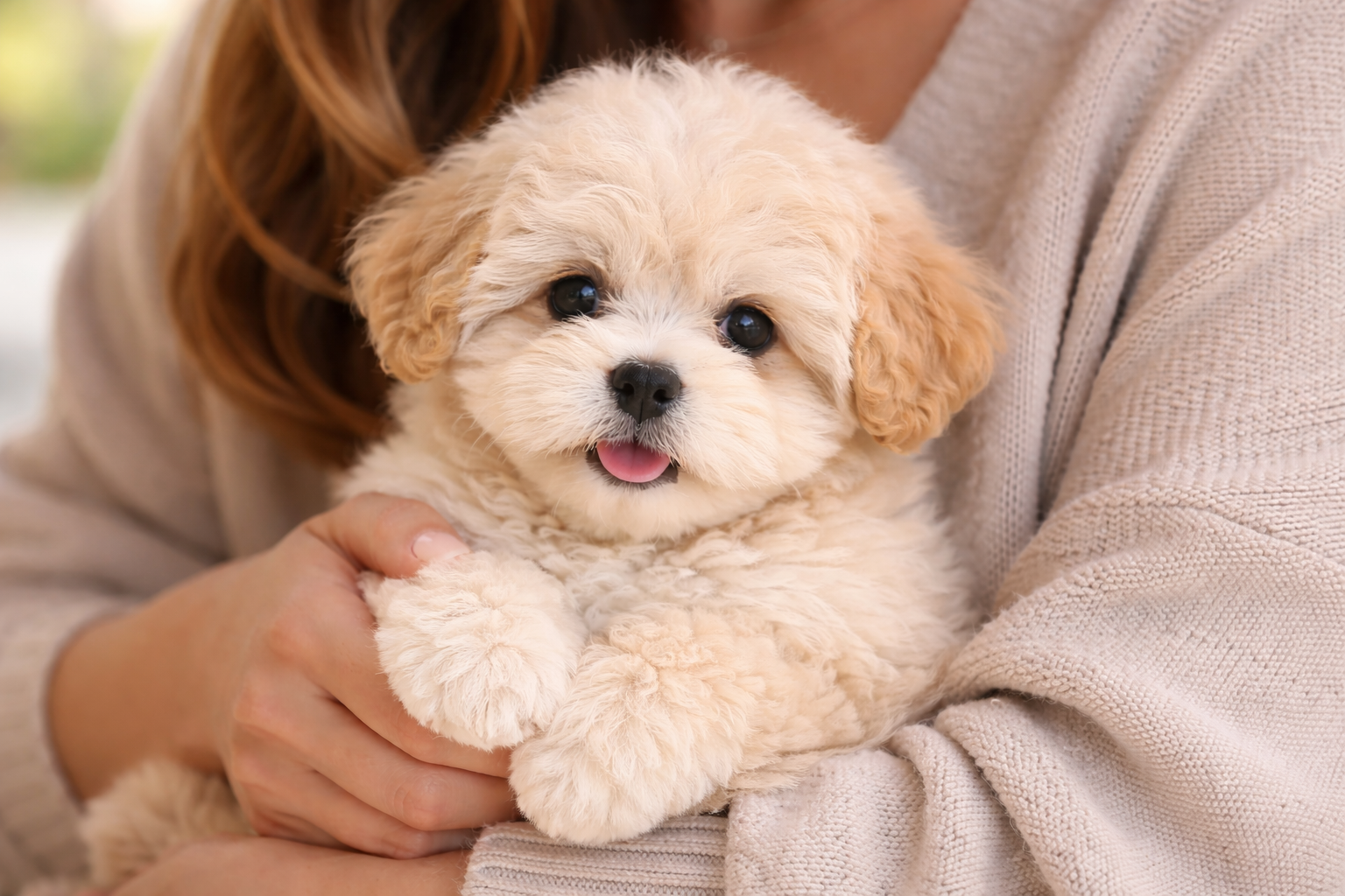 Мальтипу на руках у хозяйки