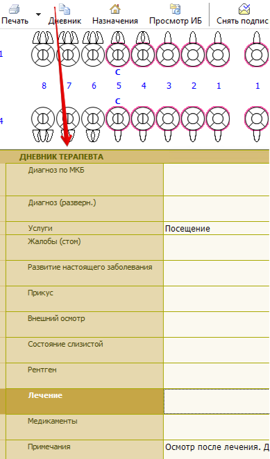скриншот мис — дневник терапевта