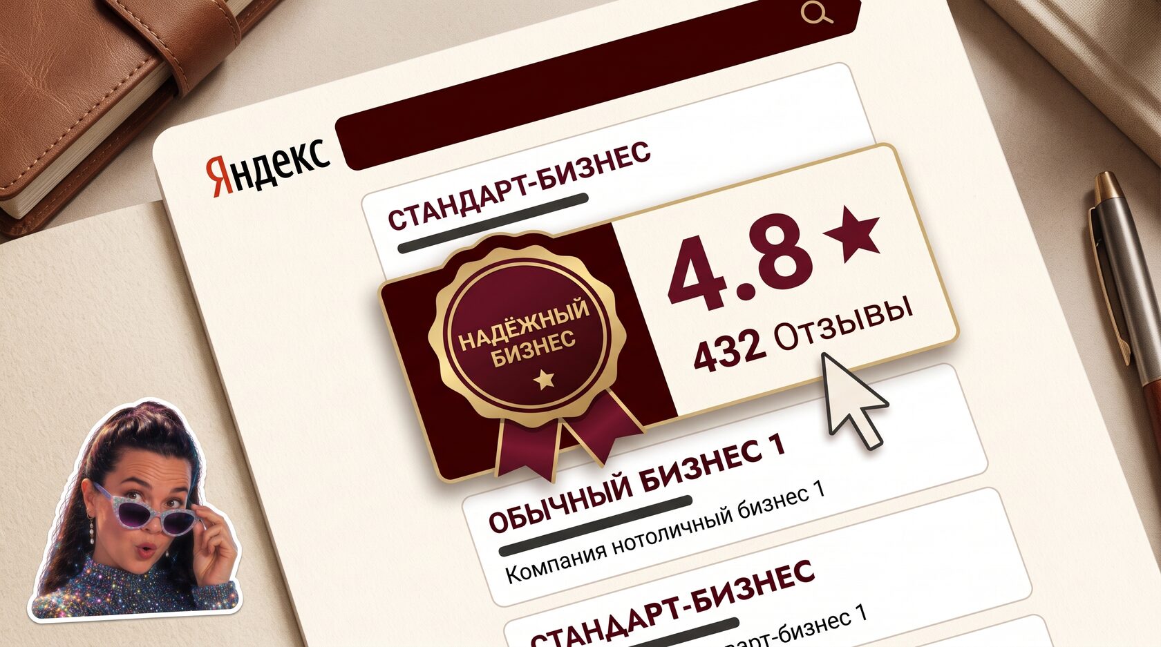 Статус Надёжный бизнес в поисковой выдаче Яндекса