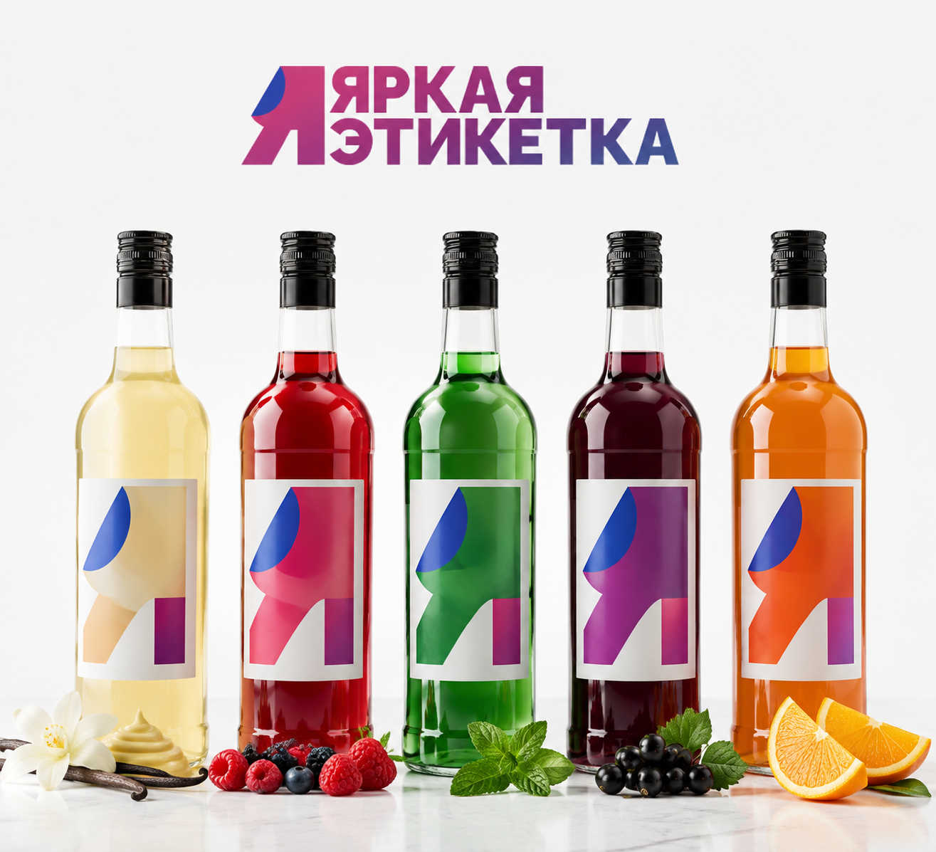 Этикетки для напитков — тираж для линейки вкусов