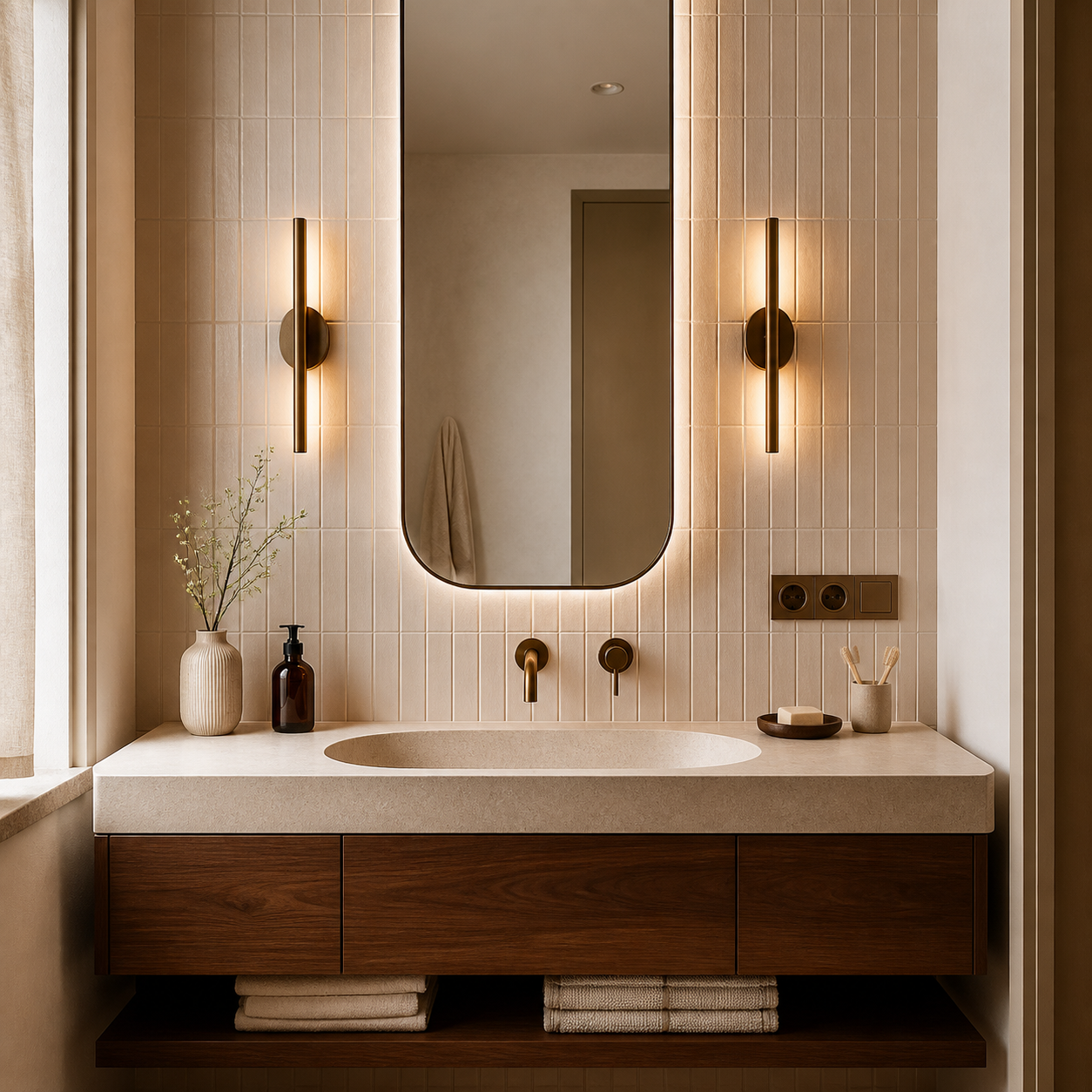 Modernes Badezimmer mit freistehender Badewanne