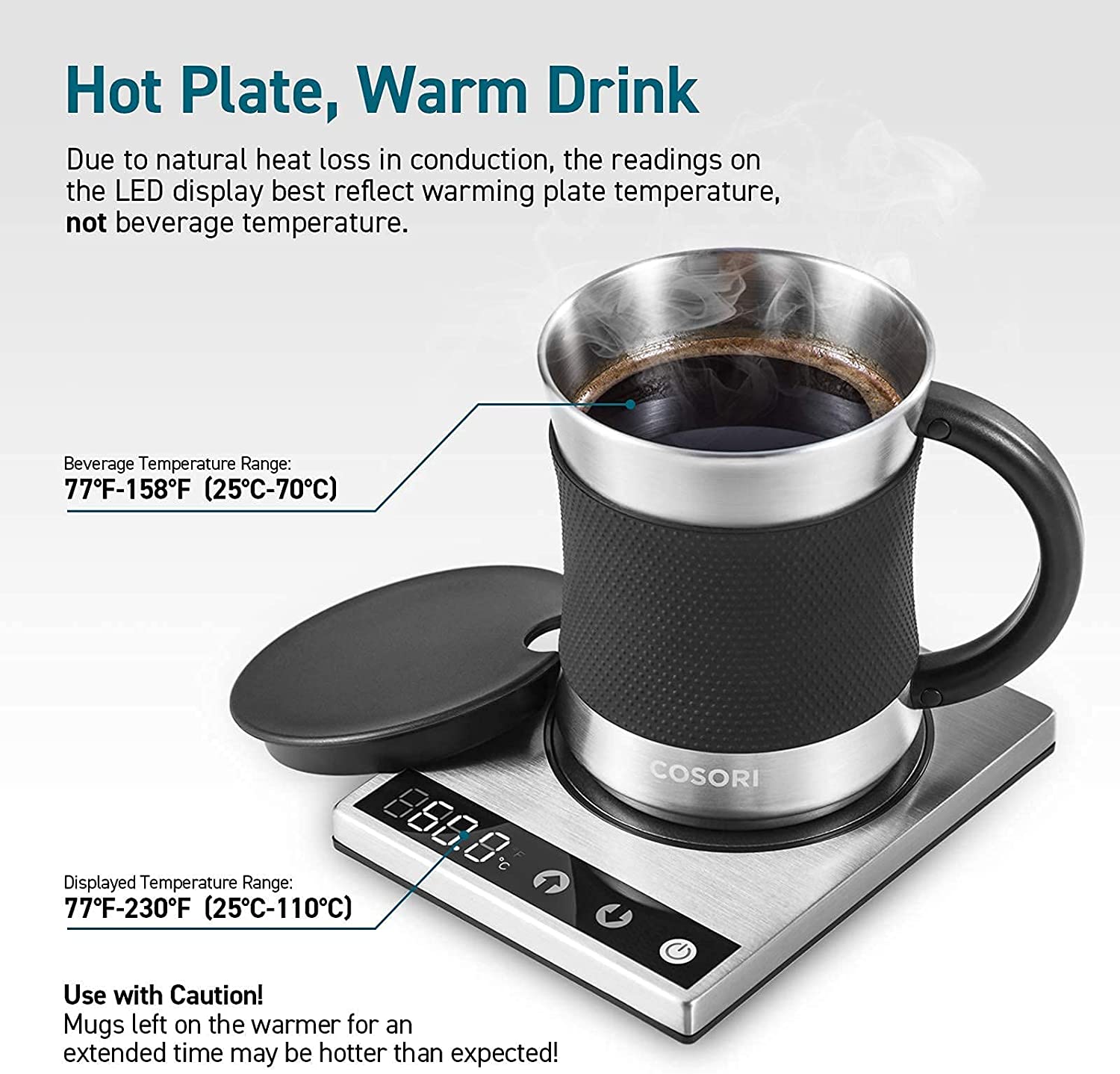 Coffee Cup Heater with Cute Cat Night Light, Auto Shut Off, Smart Coffee  Mug Warmer, 3 Temperature Setting LED Display, Electric Beverage Warmer  Plate for Coffee Tea Milk Cocoa and etc. 