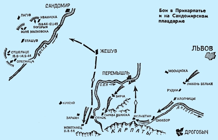 Сандомирский плацдарм карта