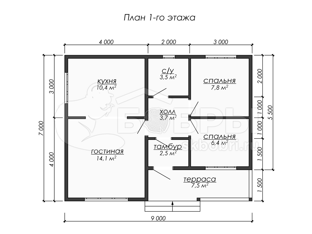 План брусового дома 6х4