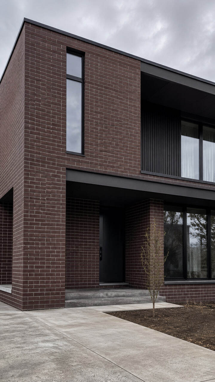 Flexible Tile Imitating Chocolate Brown Brick for a Warm and Expressive Facade