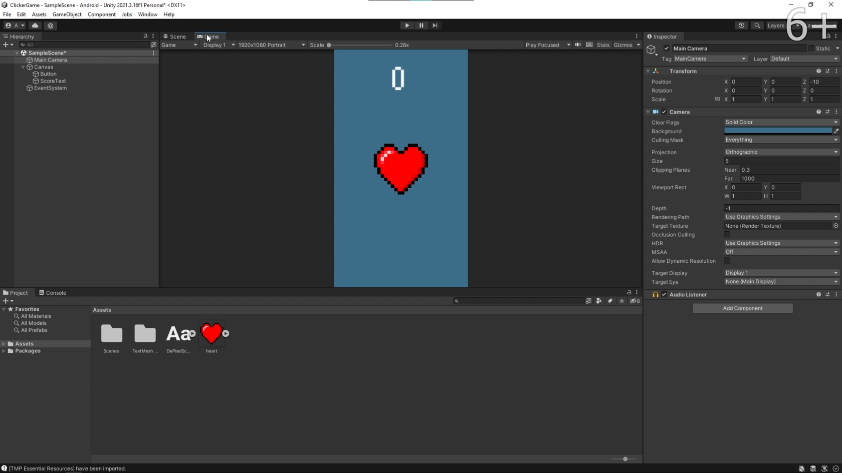 Создание интерфейса игры Кликера на Unity