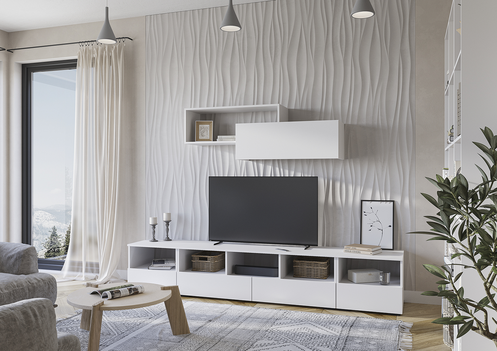 Гостиная Хелен модульная белая купить в Красноярске по низкой цене!