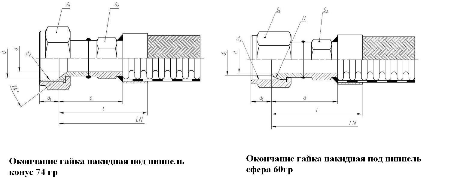 Соединение с накидной гайкой чертеж