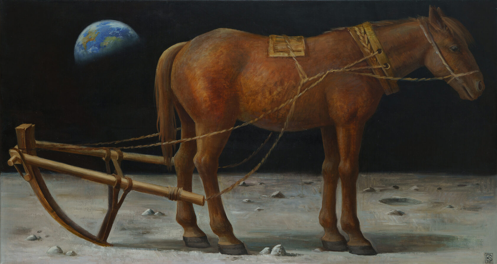 На пашне холст/масло, 75х140, 2024