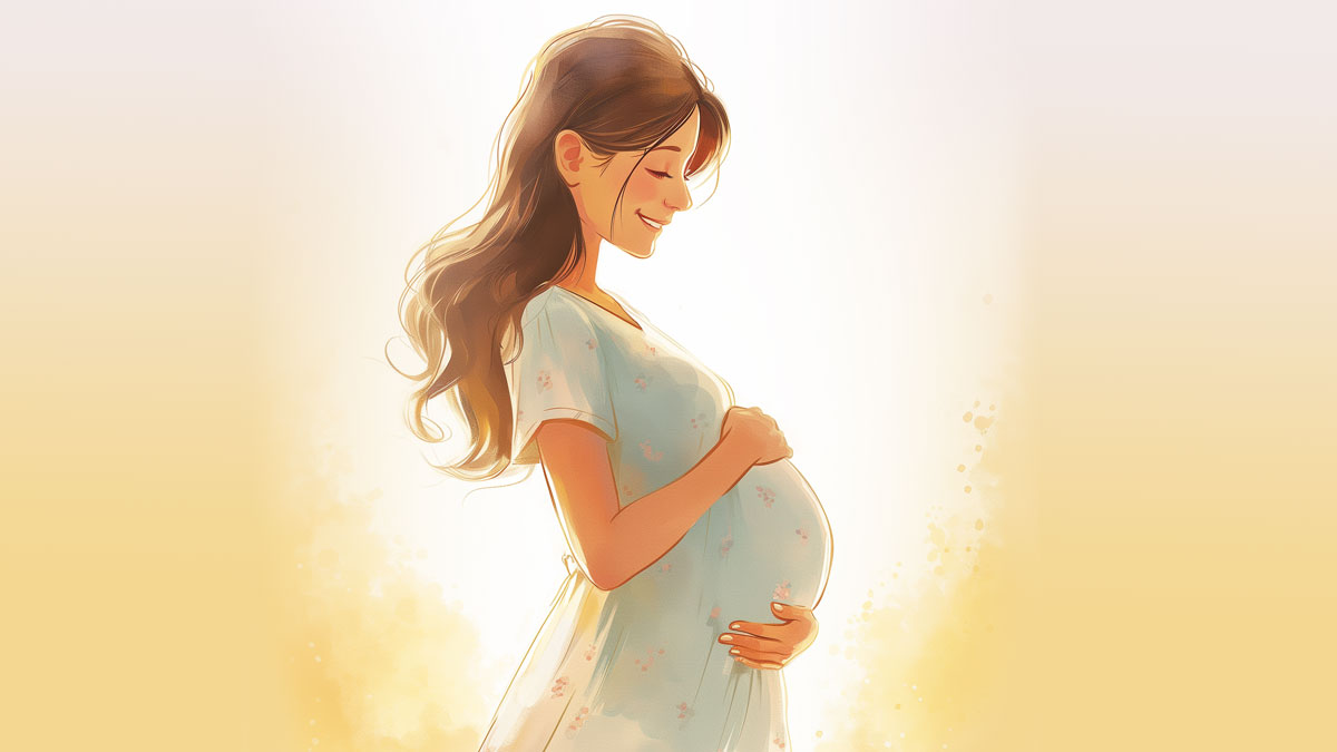 Как подготовиться к родам. Иллюстрация беременной женщины