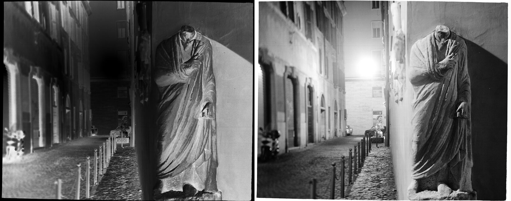 Ancient Statue. Rome. 2014. BW Negative 4×5 inch.