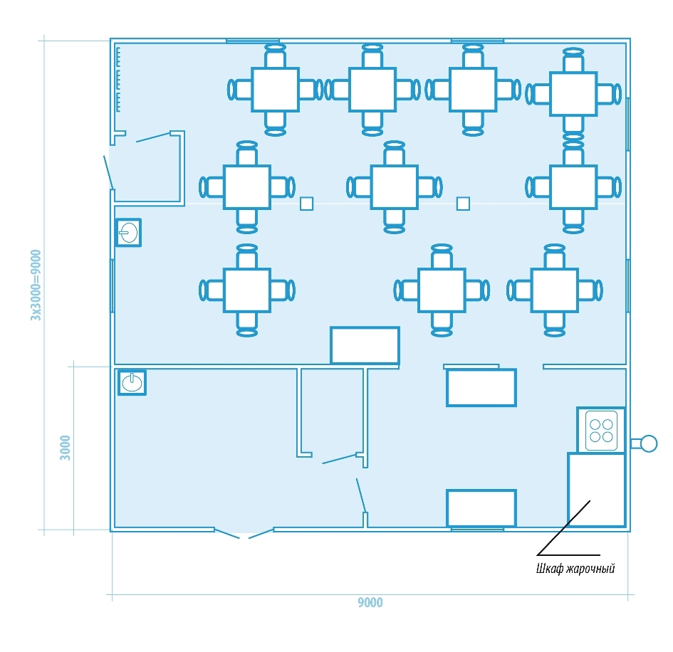 Схема кафе на 25 посадочных мест