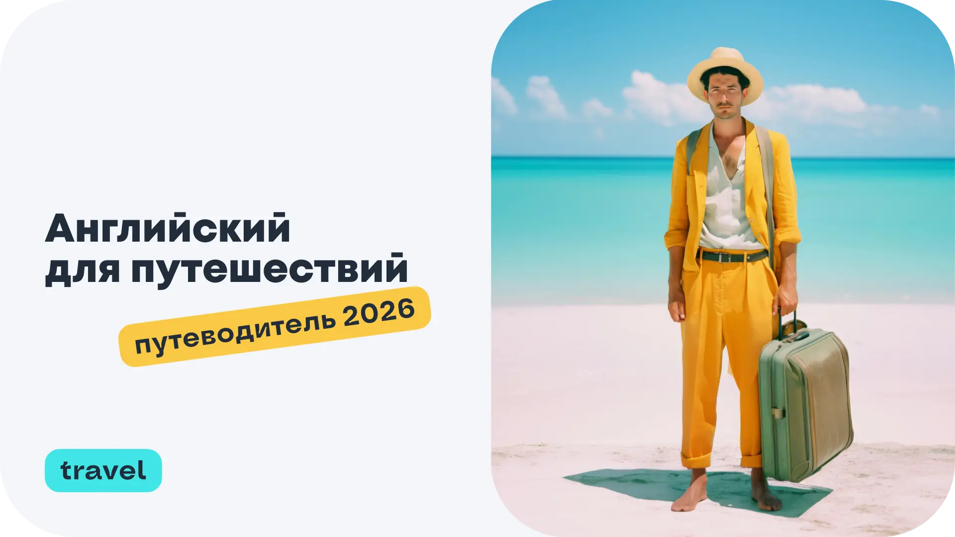 Обложка статьи в блоге курсов английского UTRAIN: путеводитель по английскому языку для путешествий 2026