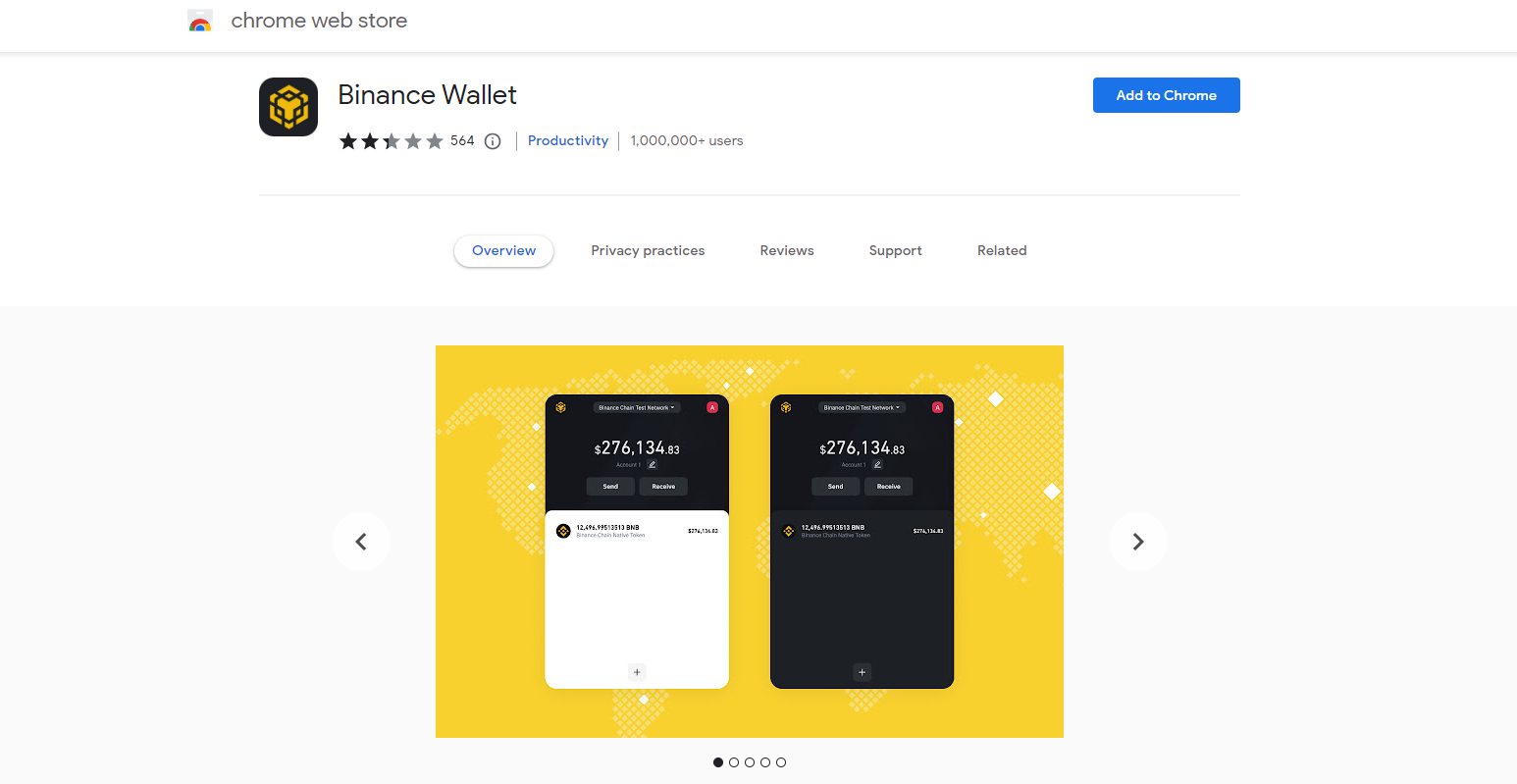 Binance Wallet Chrome extension download page