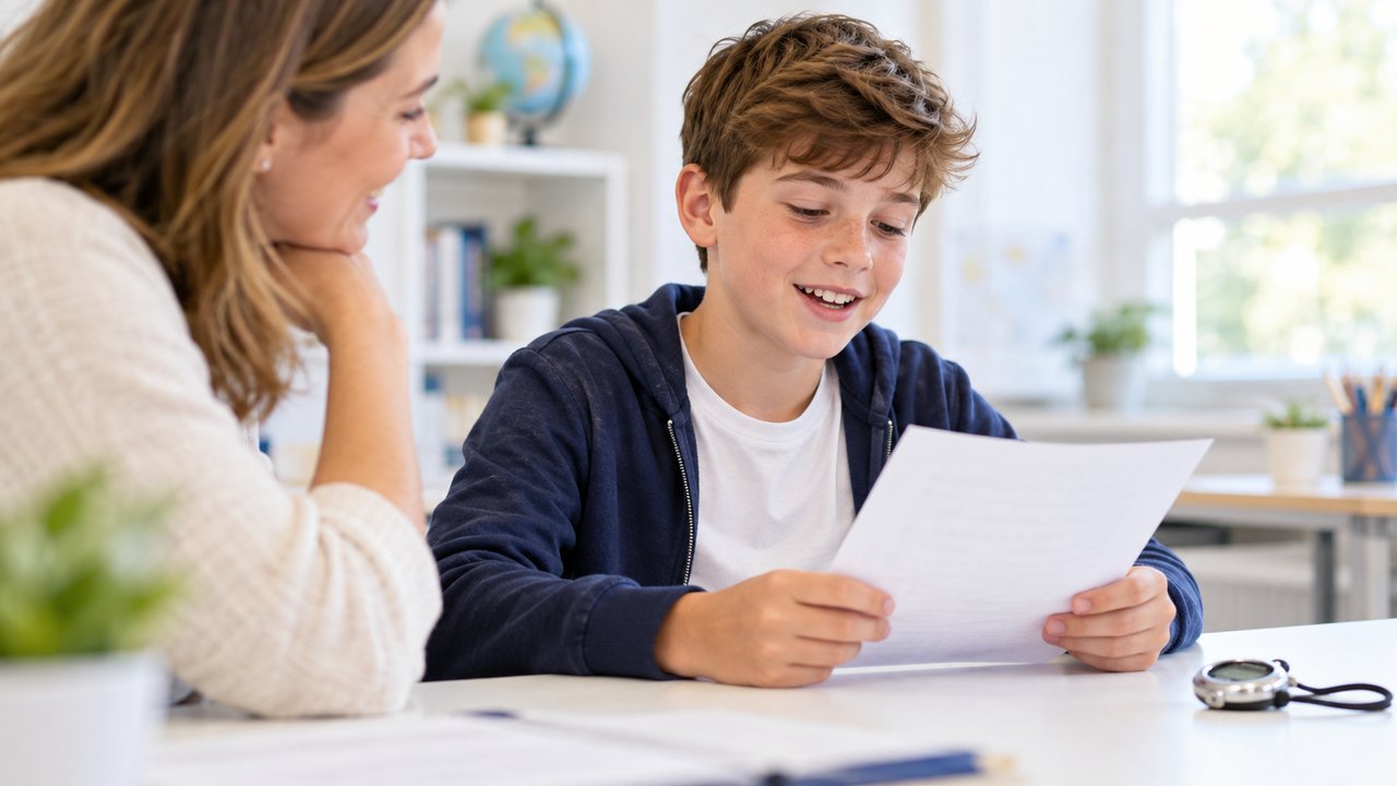 Диагностика чтения в SmartyKids Томск: школьник читает текст вслух педагогу