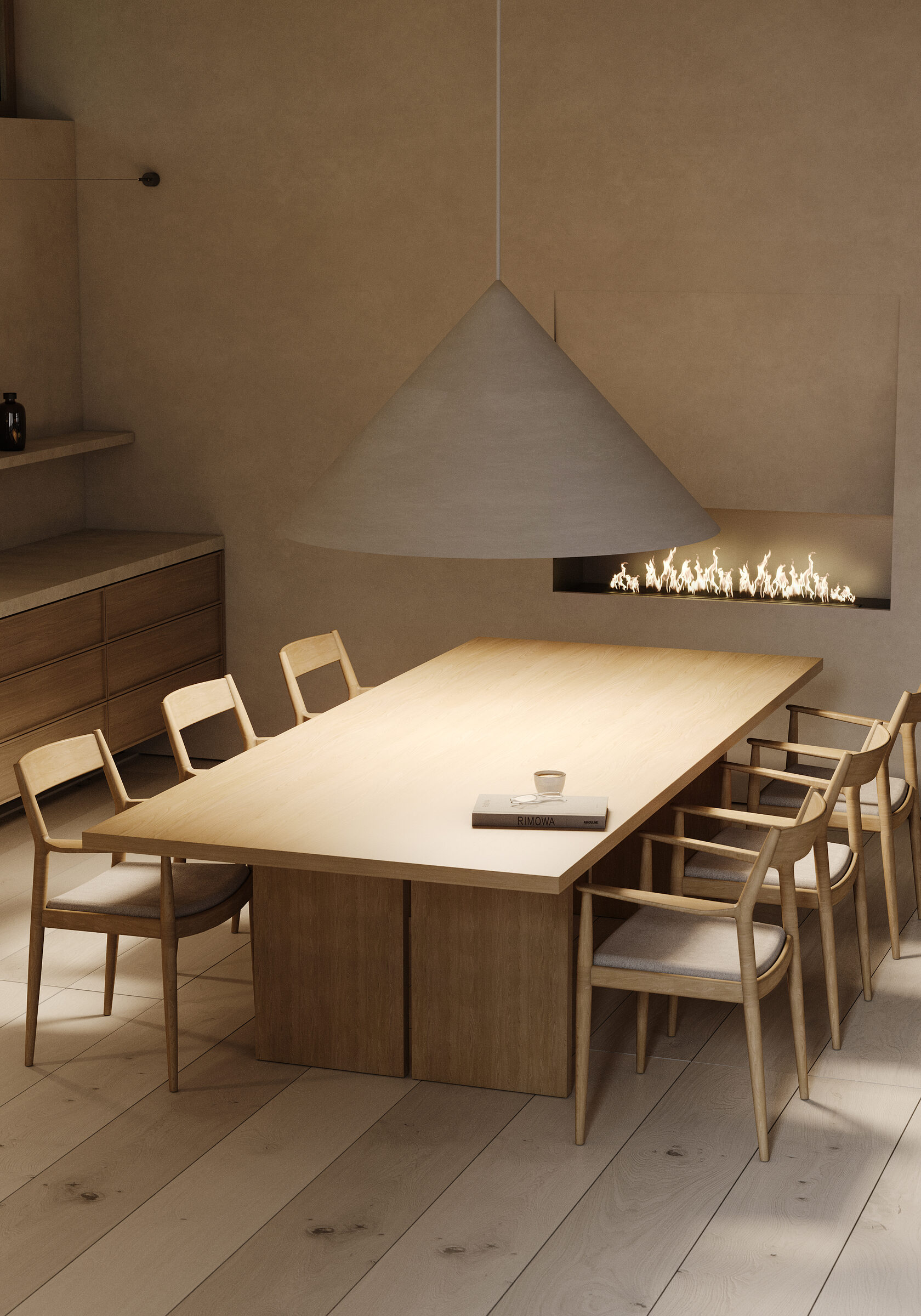 Обеденная группа с камином от #antoniolupidesign 