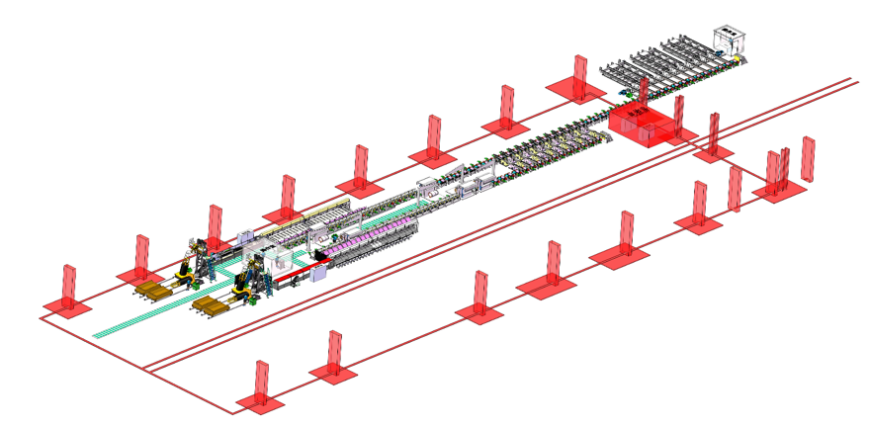 Схема производственной линии правильно-отрезного комплекса