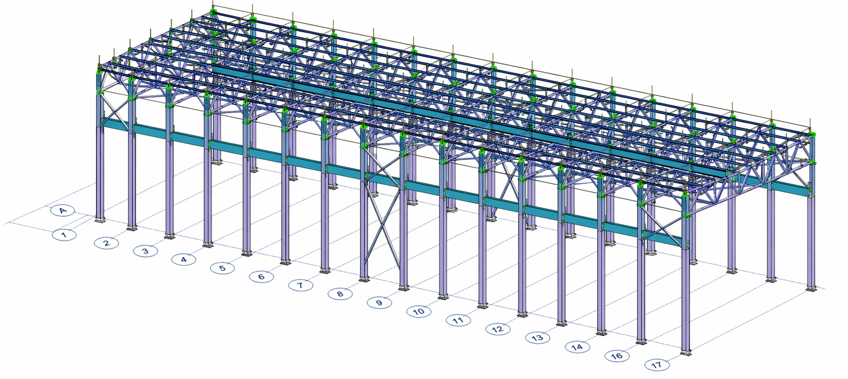 Строительная модель стальной конструкции в CAD