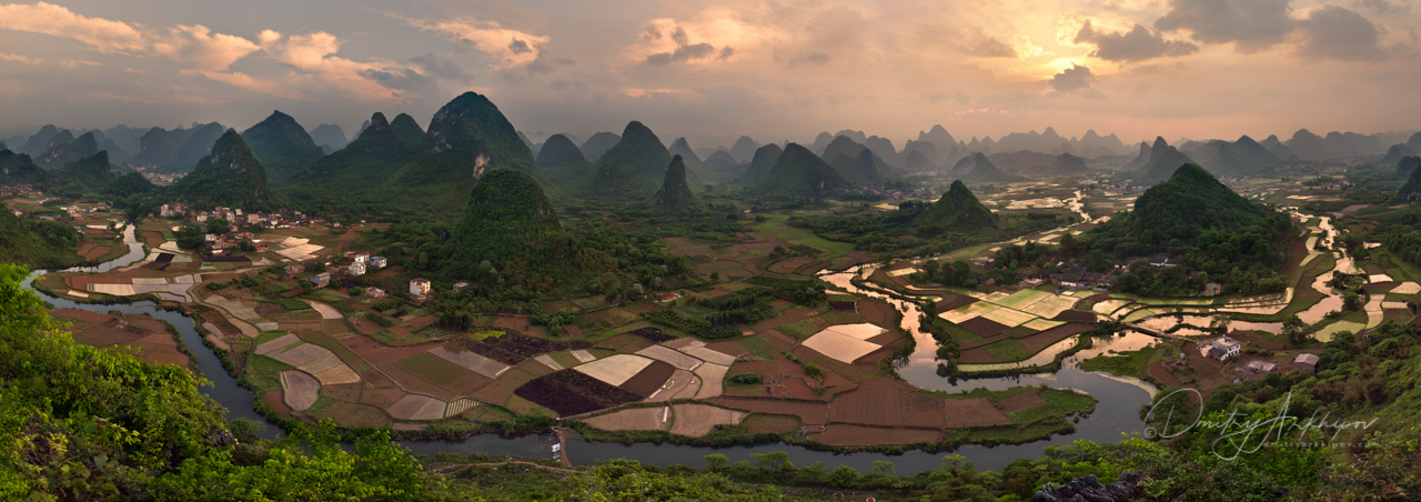 Rice terraces on Li River, China