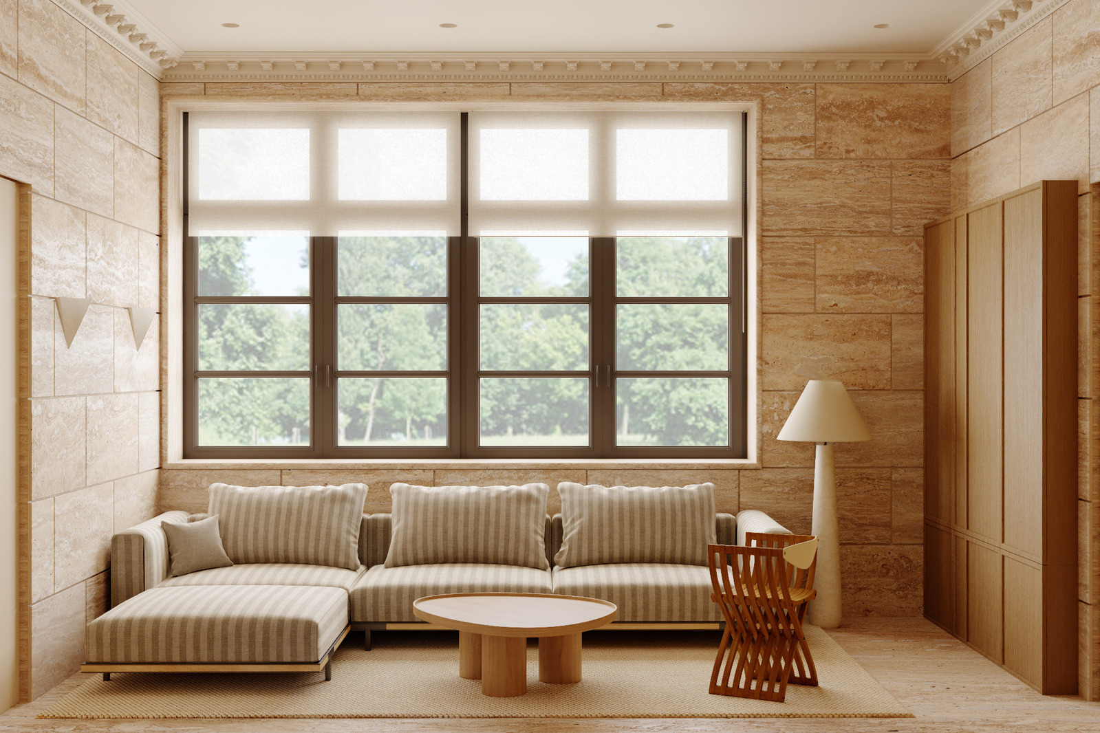 Травертин в spa-зоне в интерьере дизайнера Екатерины Фёдоровой