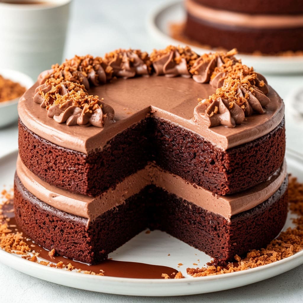 Шоколадный постный торт с кремом из кокосовых сливок