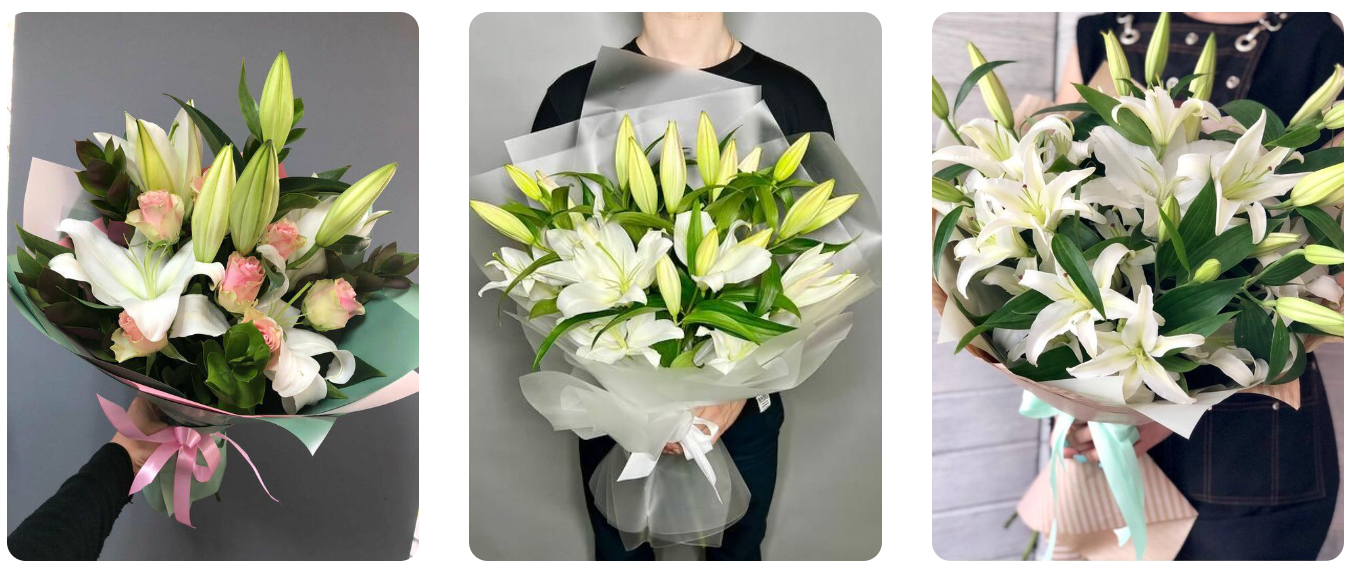 белый букет из цветов лилии в Астане