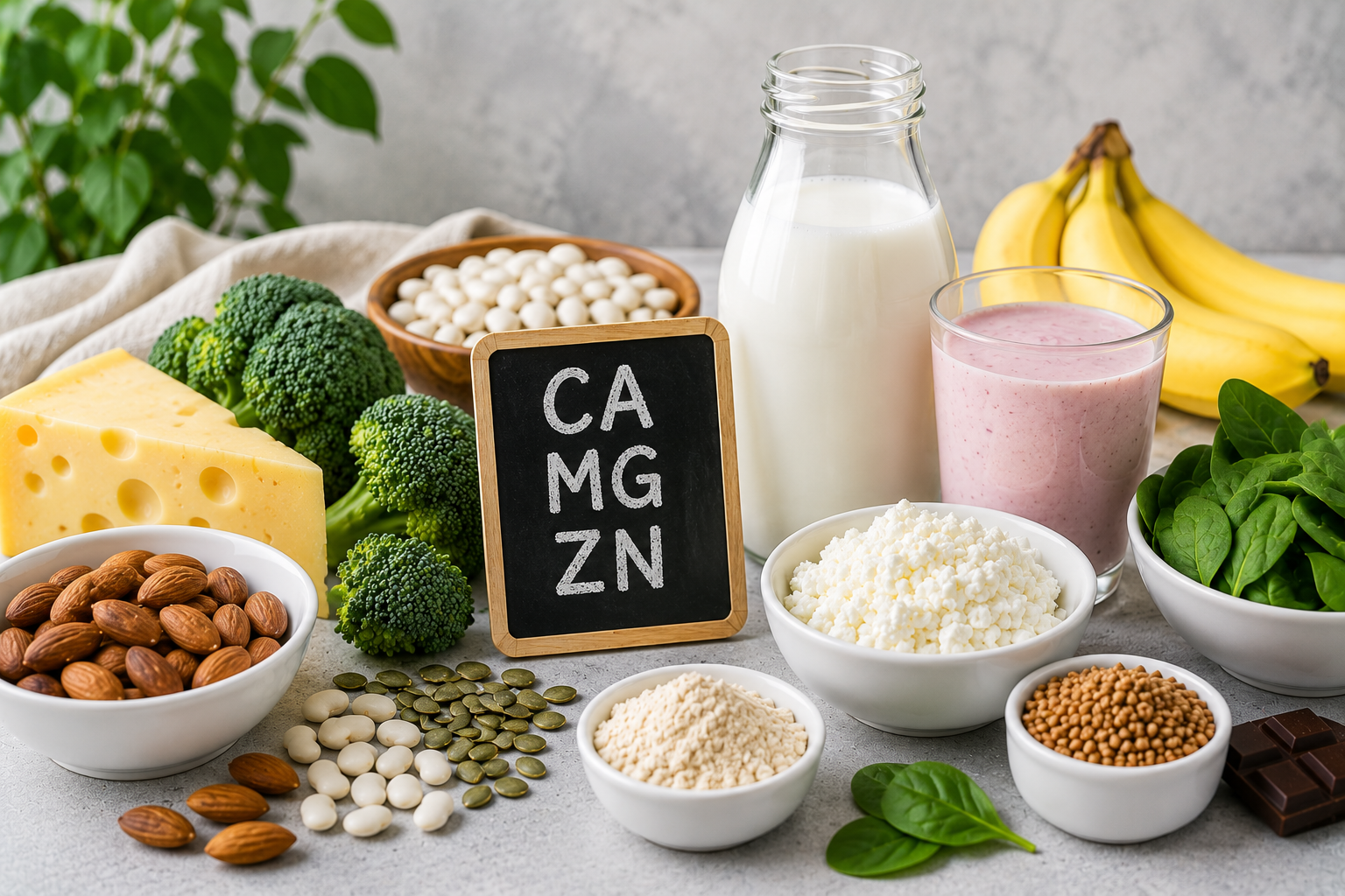 Продукты питания с кальцием, магнием и цинком для создания функциональной и сбалансированной продукции.