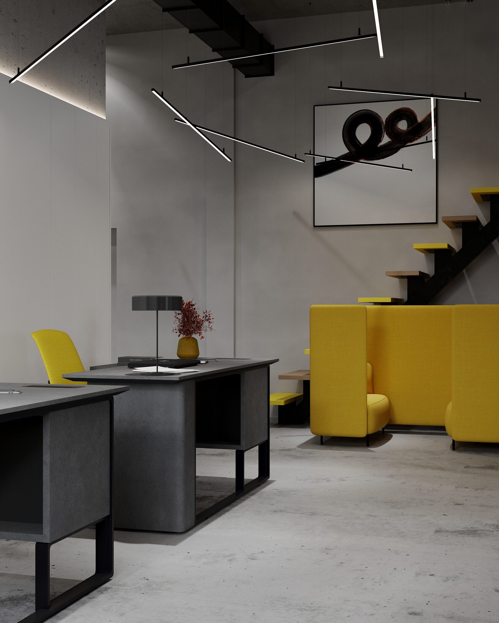 желтое кресло для работников офиса 