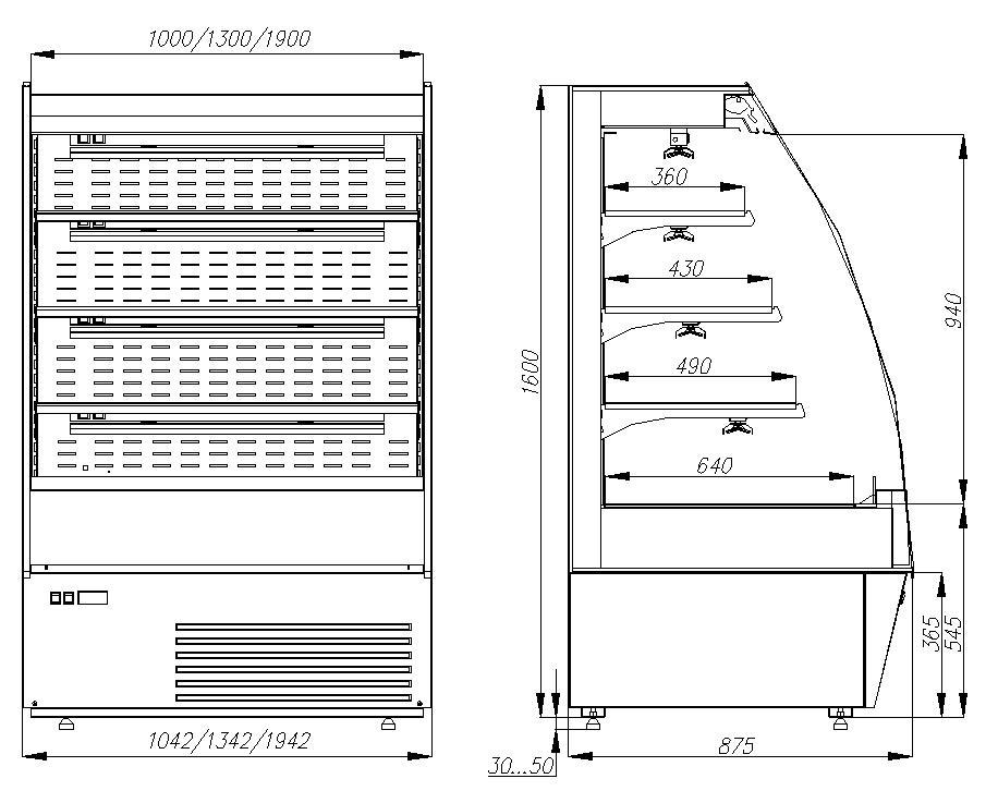 Горка пристенная Полюс / Polus F 16-80 VM/SH 0200 тонир. cтеклопакет (1600/875) чертёж