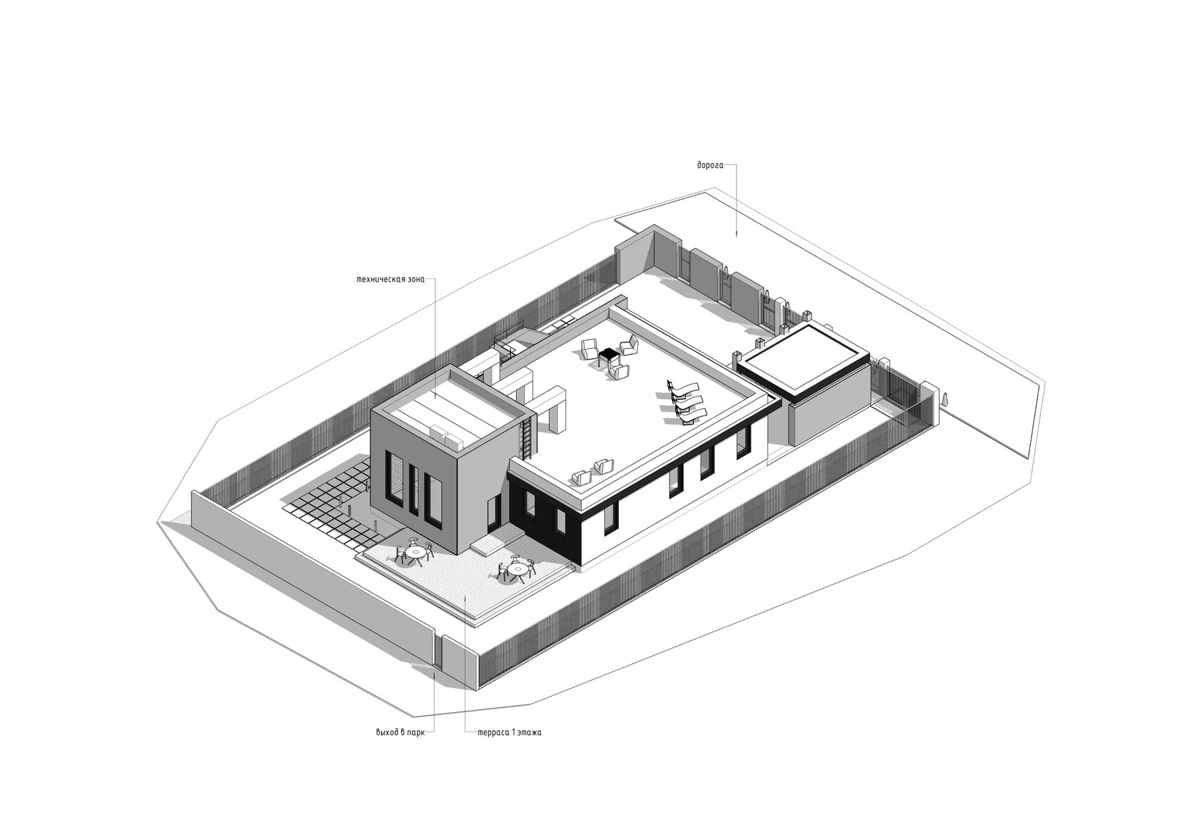 Ресепшн из керамогранита, бетонная стойка с статуэткой из нержавеющей стали
