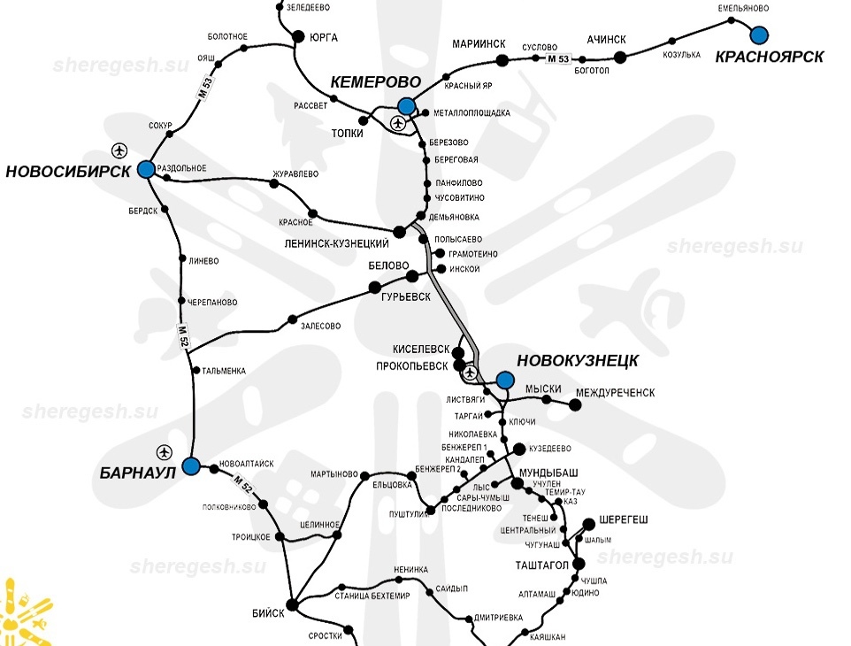 карта проезда в Шерегеш