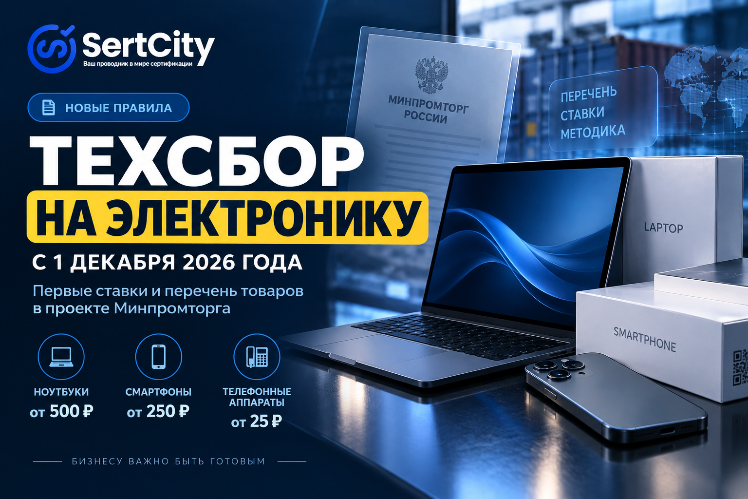 Технологический сбор на электронику с 1 декабря 2026 года — смартфоны, ноутбуки и ставки сбора
