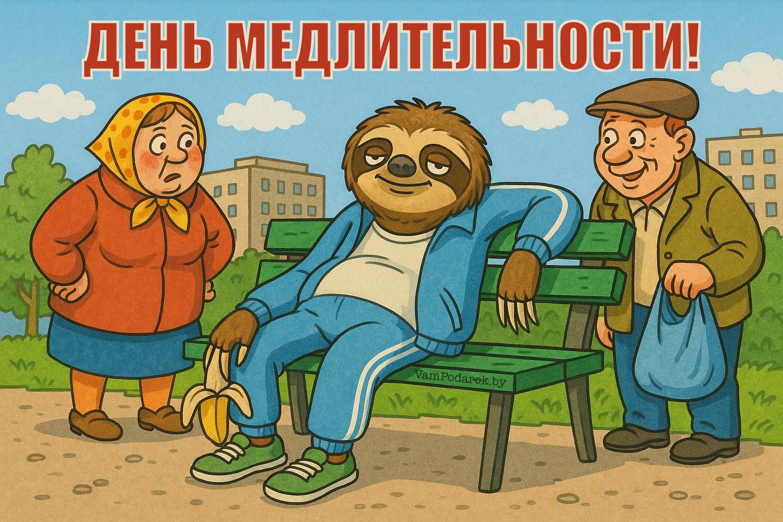 Международный день медлительности - карикатурная картинка