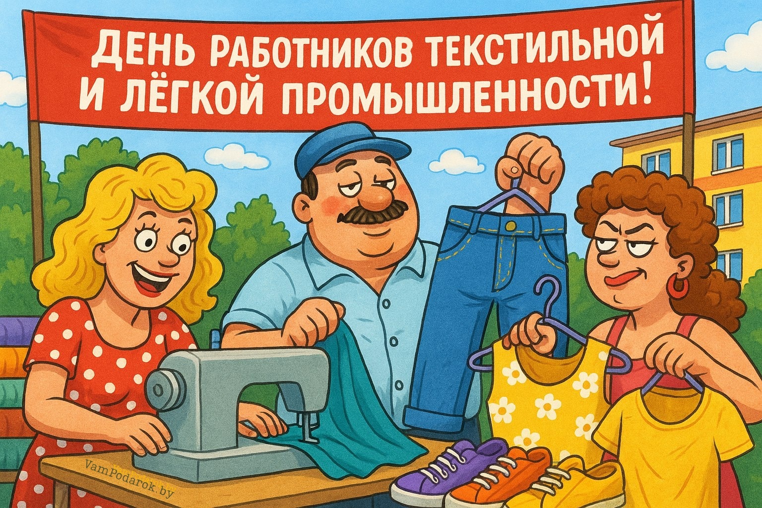 День работников текстильной и легкой промышленности - открытка